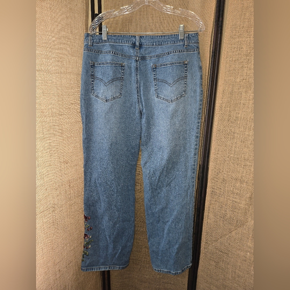 Women's Chadwicks Floral Embroidered 5 Pocket Jeans Size 16 - Picture 11 of 11